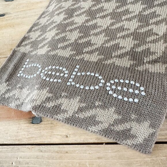 BeBe Houndstooth‎ Scarf  Tan Taupe Like NEW Women's - Picture 2 of 5